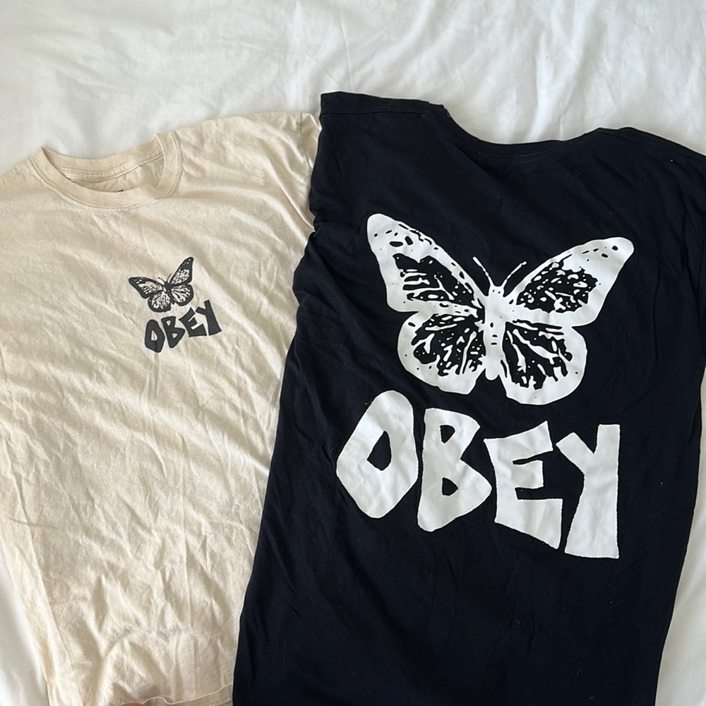 Set of 2 Obey butterfly shirts!